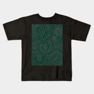 Silver Green Pina Swirls Kids T-Shirt